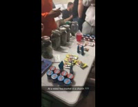 Weed flea market shop in  a church  next to altar