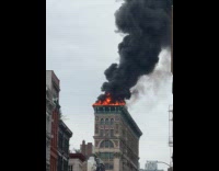 Collab winy - Soho building rooftop blazing with fire video