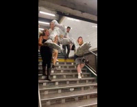 Collab Subway Creatures - Group carrying foil sculpture part 2