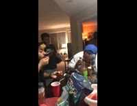 Two guys have watermelon eating contest 