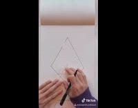 Girl triangle protractor draws landscape art paper