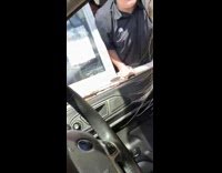 Angry drive thru worker reaches for girls car 