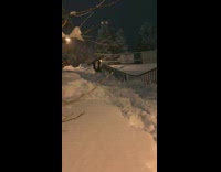 Guy on snowboard falls off gate scorpion