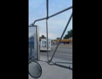 Truck with drinks cargo fell from road turn