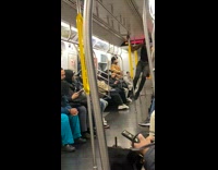 Collab WINY - Man in Spiderman Mask Pole Dances in Train