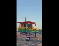 Lifeguard lets people pose on rainbow tower 