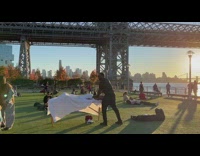 Man do massage work at the park in the morning 