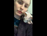 Sphynx cat tries to take food while lady eats