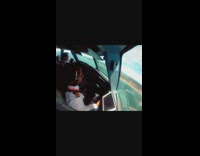 Female pilot view land plane island airport