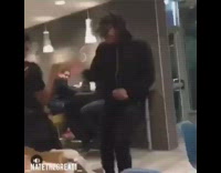 Guys see each other in restaurant and scream like girls