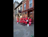 Instrument band inflatable santa costume perform street