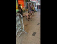 Guy in rat costume wears striped outfit 