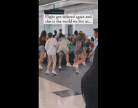 Girls dance at airport 
