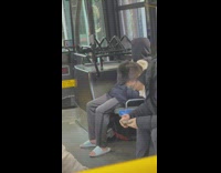 Guy rides on bus wear yellow mask in NYC 