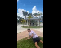 Man failed skateboard then slipped on grass