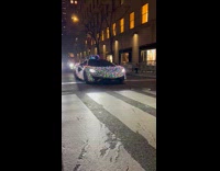 Collab WINY - Lamborghini covered with Christmas lights drives on street