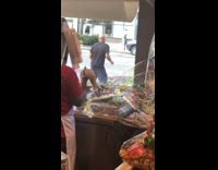 Bald man dancing outside a bakeshop part 2