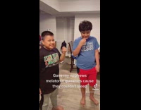 Two little boys take melatonin gummies and try to stay awake 