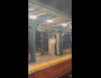 Man in underwear being chased at subway platform