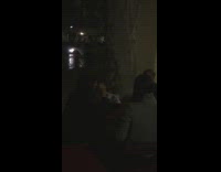 Guy sets off fireworks near people eating 