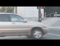 Red shirt guy jacket over shoulder steps 