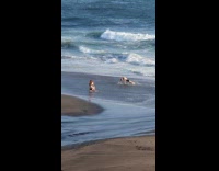 Guy black shorts push up waves hit