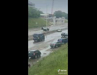 Collab BitchMP - Amazon truck drives through flooded freeway