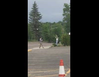 Woman checkered green polo hands up photo shoot