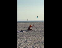 Woman bikini with pumpkin head beach photoshoot