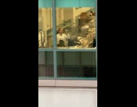 Office worker man lift dumbbell exercise building