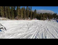 Kid on snowboard jumps on railing fail 
