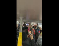 Subway filled with Travis Scott fans after concert sing Sicko Mode and jump 