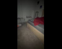 Woman scares dog hides underneath bed 