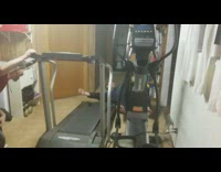 guy black long sleeve shirt runs on treadmill falls 