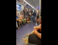 Guy does cap dance on train ride