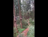 Guy on zip line hits the filmer