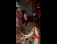 Woman defeats mans score at punching bag machine 