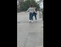 Two women sweater body shake tiktok park