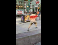 Red shirt guy practices martial arts moves