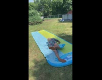 Grandma goes on slip and slide fail