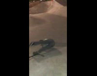 Grey sweater scooter grind skatepark fail