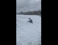 Collab WeirdM - Girl rides sled into snowplow fail