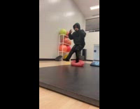 Man pistol squat pose fell on floor