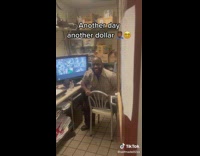 Man Vibes and Dances to Music in Security Room