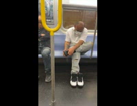 Collab Subway Creatures - Man massage foot and scream subway train