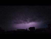 Flashing lights of lightning on night sky