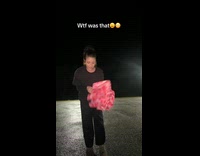 Girl umbrella open scream