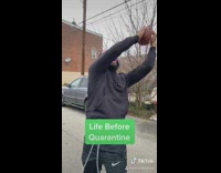 life before quarantine friends throw football neighborhood 