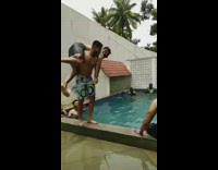 Guy throws friend in pool fail 