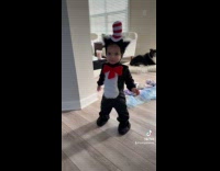 Collab ClipsIG - Toddler wearing cat in a hat costume 